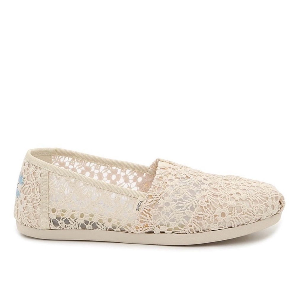 Toms Cream Flats with Crochet Design